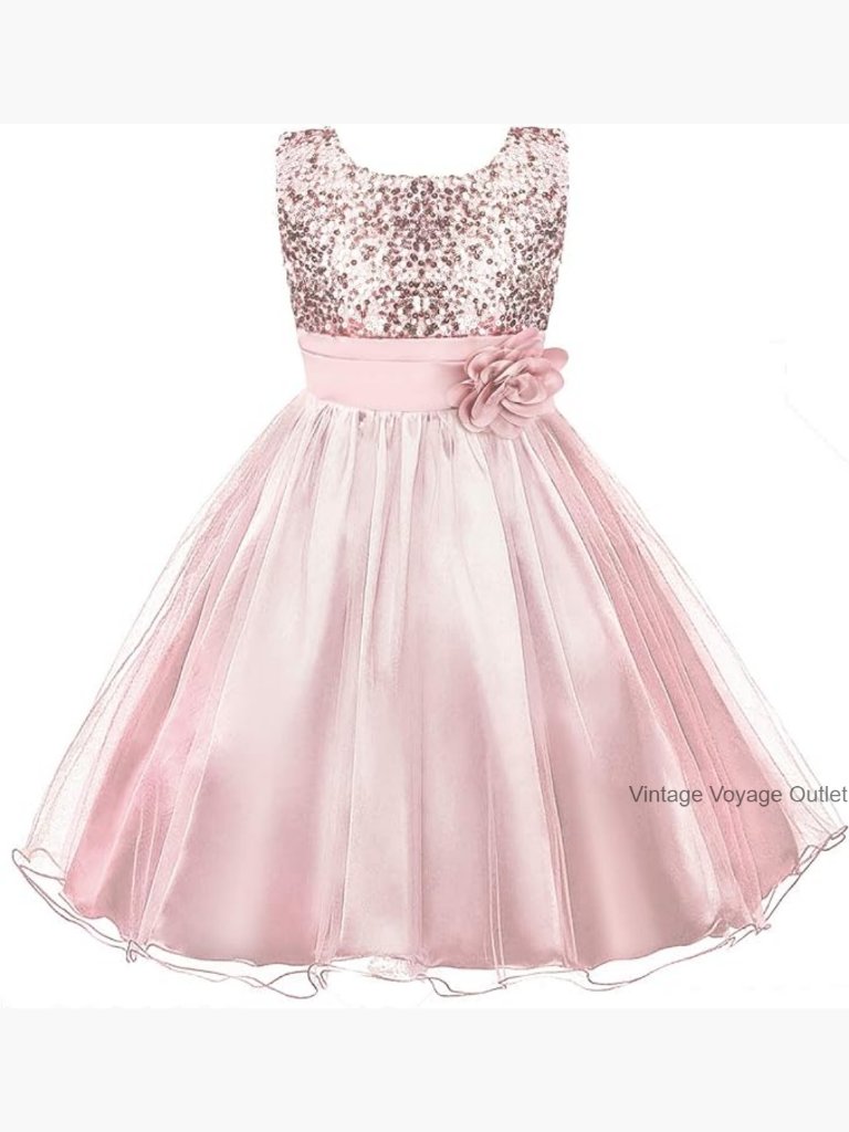 Sequin Flower Girl Dress Tulle Party Ball Gown Bridesmaid Sleeveless